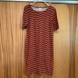 Lularoe Dresses | Lularoe Julia Fall Geometric Pattern | Color: Orange/Red | Size: L