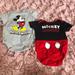 Disney One Pieces | Disney Baby Mickey Onesies. Size 6-9 Months. Barely Worn. Non Smoking Household. | Color: Gray/Red | Size: 6-9mb