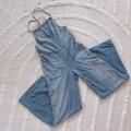 Free People Pants & Jumpsuits | Free People Denim Chambray Romper, Criss Cross Straps, Side Zipper | Color: Blue | Size: 2