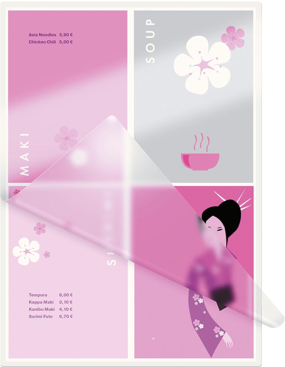 Leitz Heißlaminierfolien A3 125 mic, Hochwertige Laminierfolien im 100er Pack, mit abgerundeten Ecken, transparent, glänzend, 33950 Image