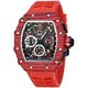 Gosasa Unique Men Punk Wristwatch Hollow Big Dial Luminous Waterproof Sport Analog Quartz Business Men's Watches Silicon Strap Dress Watch (Black Case - Red Strap), Textures Case - Red - Red Strap,