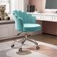 Office Velvet Chair, Velvet Petal-Shape Height Adjustable Swivel Comfortable Armless Desk Chair with Back Support for Reception Home Furniture,Blue