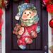 The Holiday Aisle® Bearly Hanging on Hanging Figurine Wooden Door Hanger Wood in Brown | 24 H x 18 W x 0.25 D in | Wayfair