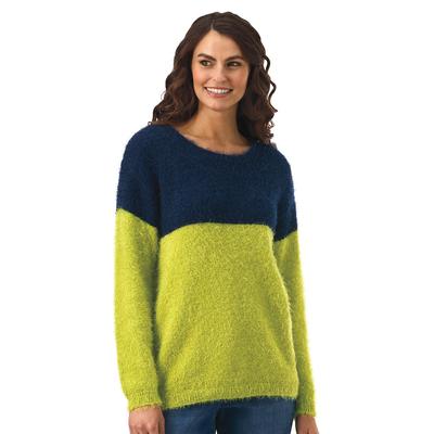 Masseys Faux Mohair Sweater (Size XL) Lime/Navy, N...