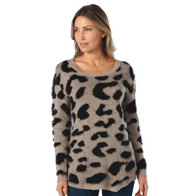 Masseys Faux Mohair Sweater (Size M) Black-Grey/Le...