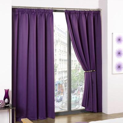 Cali Thermal Woven Blackout Pencil Pleat Curtains, Amethyst, 66 x 54 Inch - Emma Barclay