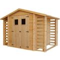 Gartenhaus mit Brennholzregal aus Holz 5,47 m2 - Gartenschuppen Holz – B206xL328xH218 cm