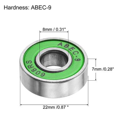 Skateboard Bearings 608RS Deep Groove Ball Bearings for Roller, 20pcs