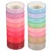 16pcs Washi Tape 10mm 15mm 3.0m Decorative Masking Adhesive Sticker - Champagne, Rose Red