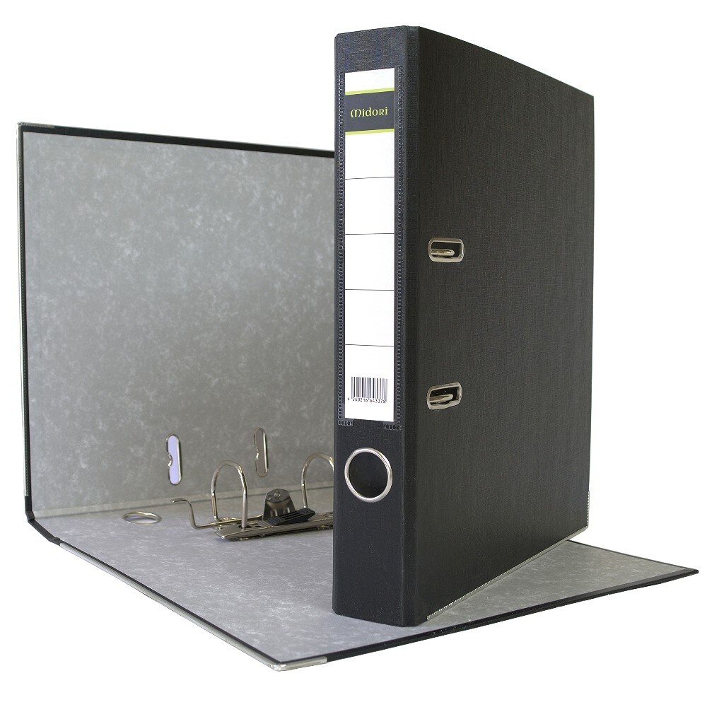 Midori 10 x Akten-Ordner PP A4 50 mm Schwarz Kunststoff Archiv Büroordner Ringordner Image