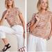 Anthropologie Sweaters | Anthropologie By Anthropologie Zebra Short Sleeve Sweater Knit Top | Color: Tan/White | Size: L