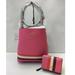 Coach Bags | Coach Small Town Bucket Bag In Colorblock Stripe Leather & Matching Wallet | Color: Pink/White | Size: Os