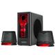 ENHANCE SB 2.1 Computer Speakers - Gaming Speakers, Red LED Computer Speakers with Subwoofer, High Excursion Sound System, Volume and Bass Control, Compatible with Gaming PC, Desktop, Laptop