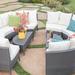 Lark Manor™ Anquette 10 Piece Rattan Sectional Seating Group w/ Cushions Synthetic Wicker/All - Weather Wicker/Wicker/Rattan in White | Outdoor Furniture | Wayfair