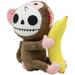 Trinx Deimianas Ebros Small Furry Bones Skeleton Baby Monkey w/ Banana Figurine Resin in Brown/White | 5.25 H x 5.5 W x 2.75 D in | Wayfair