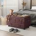 Charlton Home® Aislah Storage Bench Faux Leather/Solid + Manufactured Wood/Wood/Upholstered/Leather in Black/Brown | Wayfair