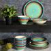 Gibson Home Rainbow 12 Piece Hand-Painted Stoneware Dinnerware Set - Blue Ceramic/Earthenware/Stoneware in Green | Wayfair 136941.12R