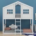 Harper Orchard House Theme Twin Over Twin Bunk Bed in White | 84 H x 41.1 W x 79.5 D in | Wayfair CDAB50411B1C42048B24E0EC7EF364E4