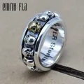 Bague rotative tête de mort pour homme véritable 100% argent regardé 925 vintage punk bijoux à la