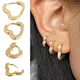 Boucles d'oreilles créoles géométriques petit coeur pour femmes bijoux fantaisie haute qualité