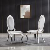 Leatherette Dining Chair with Oval Backrest Stainless Steel Legs