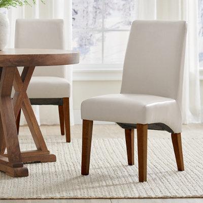 Remi Dining Side Chairs, Set Of Two - Light Chestnut, Light Chestnut/Marbled Storm Gray - Grandin Road