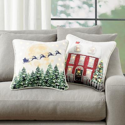 Christmas Pre-Lit Pillow - Santa Sleigh - Grandin Road