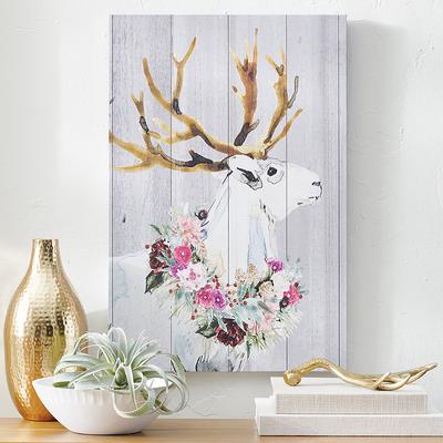 Christmas Floral Deer Canvas - Grandin Road