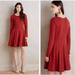 Anthropologie Dresses | Anthro Dolan Rust Knit Long Sleeve Fit And Flare Piper Pleated Dress | Color: Orange/Red | Size: L