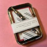 Anthropologie Office | Anthropologie Genevieve Pocket Note Set With Floral Tin | Color: Gold/Green | Size: Os