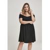 Shirtkleid URBAN CLASSICS "Urban Classics Damen Ladies Smoked Off Shoulder Dress", Damen, Gr. XL, US-Größen, schwarz, 100% Viskose, unifarben, klassisch, normal, Carmenausschnitt, Kurzarm, Kleider
