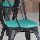 Flash Furniture Hucheson All-Weather Polyresin Seat for Colorful Metal Stools & Chairs in Blue | 0.75 H x 12 W x 12 D in | Wayfair