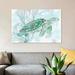 East Urban Home 'Watercolor Sea Turtle I' Graphic Art Print on Canvas Paper/Metal in Blue/Green/White | 24" H x 32" W x 1" D | Wayfair