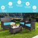 Gymax 4PCS Patio Rattan Conversation Furniture Set Outdoor w/
