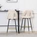 Modern Velvet Upholstered 28" Bar Stool & Counter Stools with Nailheads Back and Gold Tipped Black Metal Legs, Set of 2