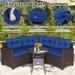 Costway 4PCS Patio Rattan Furniture Set Cushioned Sofa Glass Table - 49.5" x 23" x 29"