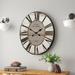 White Washed Oversized Distressed Paris Wood Wall Clock - 24.25 inches W x 29.25 inches H x 2.5 inches D