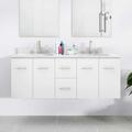 Randolph Morris Mia 60 Inch Oak Console Floating Vanity with Square Undermount Sink - White / White Carrara Marble RMV50-60WH-SWH