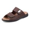 Pantolette RIEKER, Herren, Gr. 45, braun (dunkelbraun), Nubukleder, klassisch, Schuhe, Klettschuh, Sandale, Sommerschuh mit praktischem Klettverschluss, Topseller