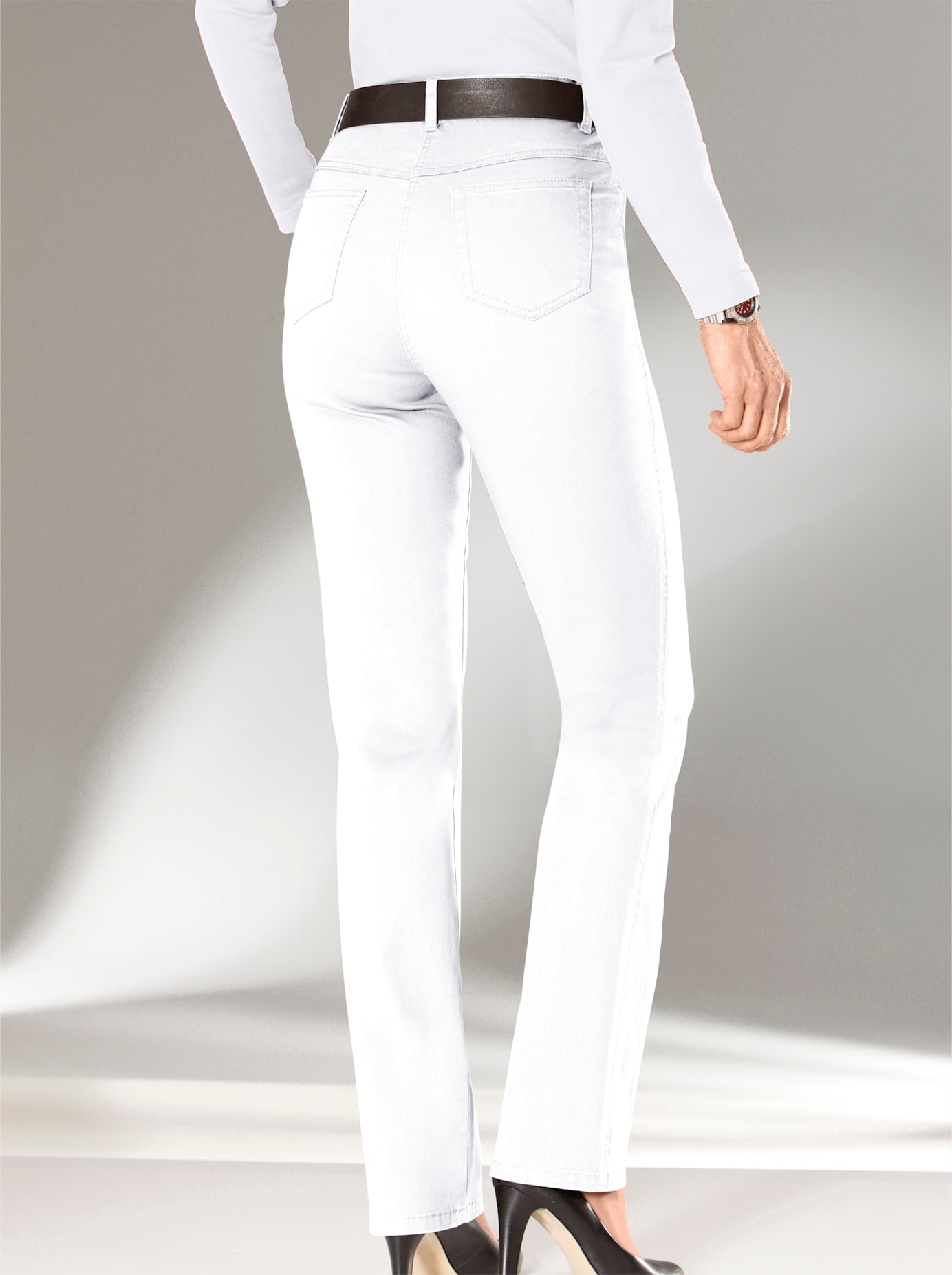 5-Pocket-Jeans CASUAL LOOKS, Damen, Gr. 22, Kurzgrößen, weiß, 98% Baumwolle, 2% Elasthan, unifarben, lang, Jeans 5-Pocket-Jeans