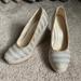 Nine West Shoes | Nine West Rope Gold Glitter Heels | Heeled Wedges Skipnjump Women’s 7.5 | Color: Cream/Gold | Size: 7.5