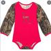 Carhartt One Pieces | Carhartt Baby Girls Pink Camo Deer Long Sleeve Raspberry Bodysuit Onsie | Color: Pink | Size: 9mb