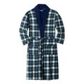 Men's Big & Tall Jersey-Lined Flannel Robe by KingSize in Hunter Blue Plaid (Size 7XL/8XL)