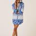 Anthropologie Dresses | Anthropologie Printed V-Neck Buttonfront Shirtdress Casual Dress - Nwt | Color: Blue/White | Size: Xs