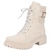 Winterstiefelette RIEKER, Damen, Gr. 40, beige, Textil, Lederimitat, elegant, Schuhe, Schnürstiefelette, Schnürboots, Profilsohle mit Stretch am Schaft