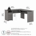 Bush Furniture Cabot 60W 3 Position Sit to Stand L Shaped Desk in Modern Gray - Bush Furniture CAB043MG