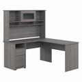 Bush Furniture Cabot 60W L Shaped Computer Desk with Hutch and Drawers in Modern Gray - Bush Furniture CAB046MG