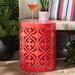 Bloomsbury Market Jamila Contemporary Outdoor Side Table Metal in Red | 18.3 H x 13.2 W x 13.2 D in | Wayfair 7A1B17A1EA4940A0809916B87D2285CF