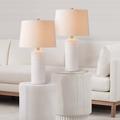 Latitude Run® 24.5"H Boho Modern Table Lamp set w/LED Bulb for Bedroom/Living Room Ceramic/Fabric in White | 24.5 H x 14 W x 14 D in | Wayfair