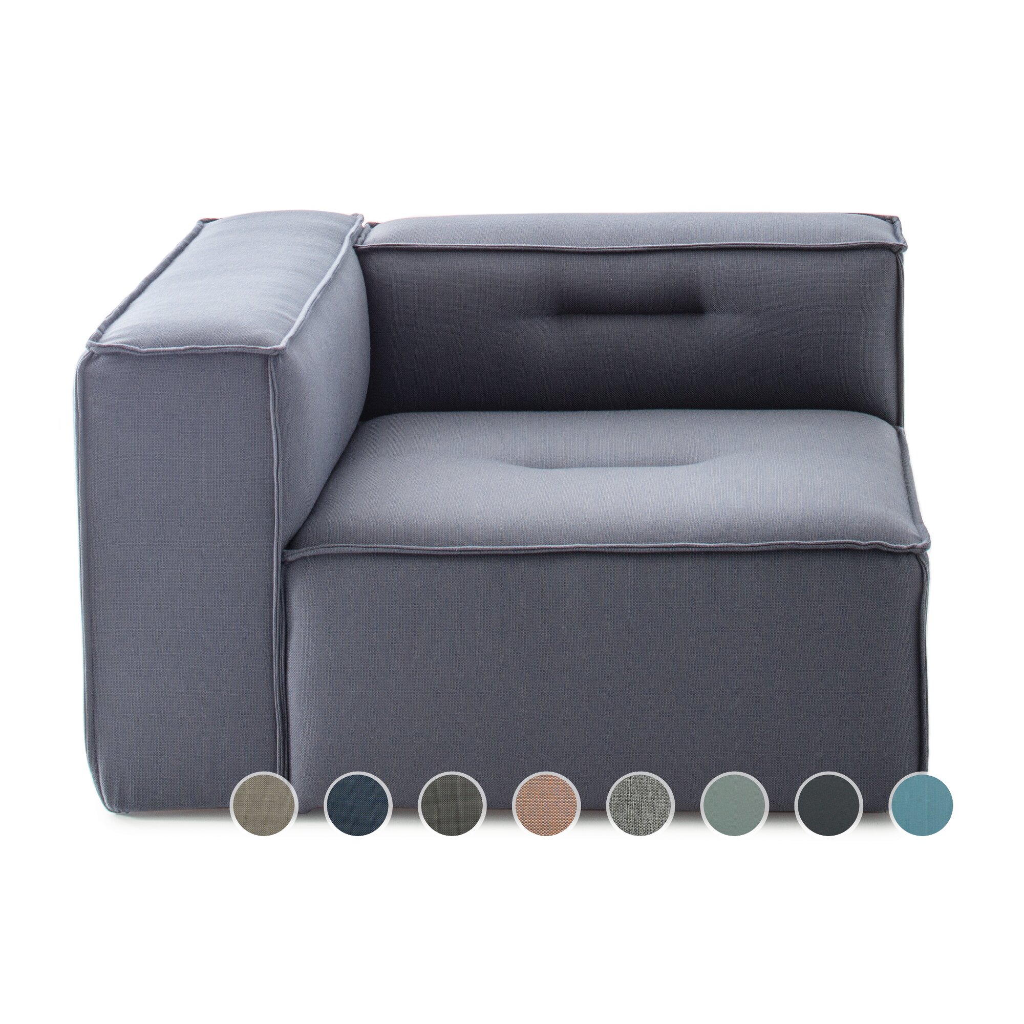 Sitting Bull »numberONE« Sofa Grundelement links Armlehne hoch PG3 MICHELANGELO 619 graublau